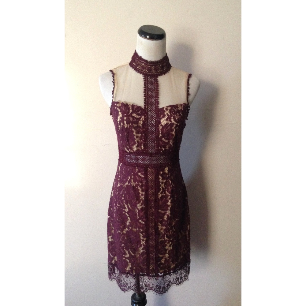 Meghan LA burgundy lace choker dress - Picture 2 of 6